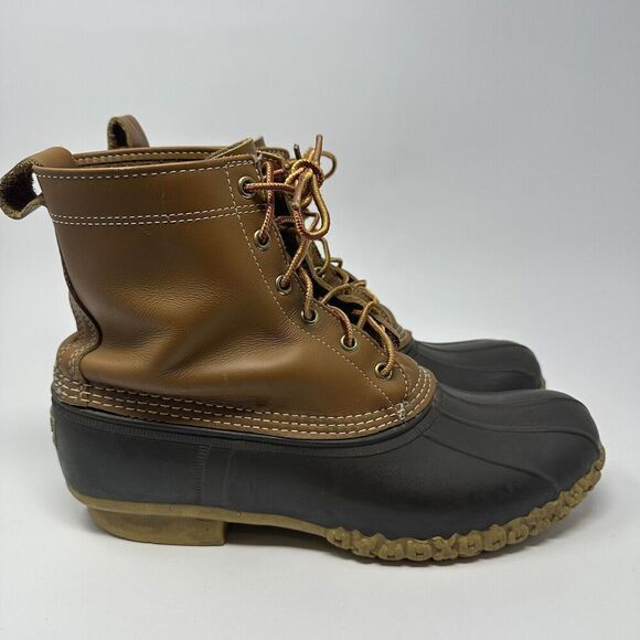 LL Bean The Original Leather 8” brown Duck Boot USA Maine Mens Size US 10 - Picture 2 of 10